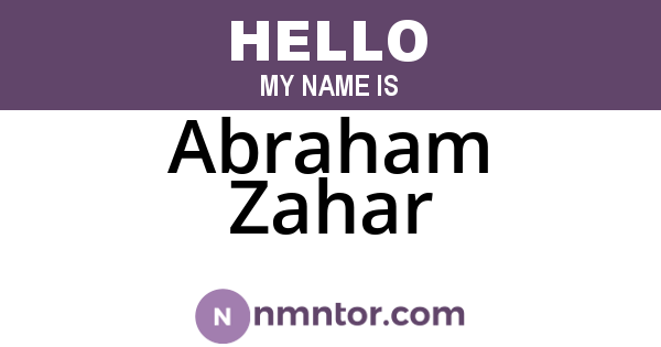 Abraham Zahar