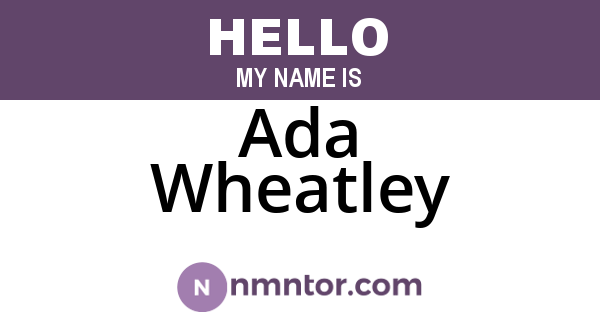 Ada Wheatley