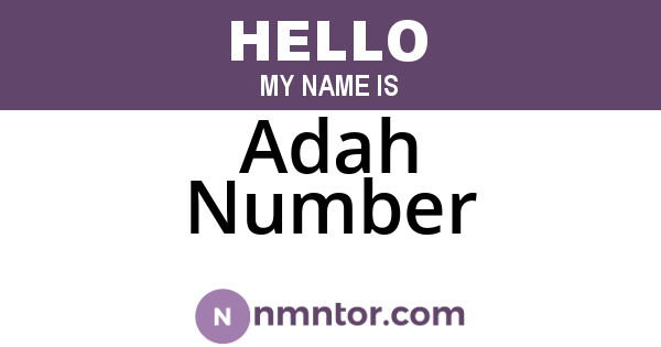 Adah Number
