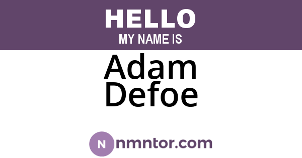 Adam Defoe