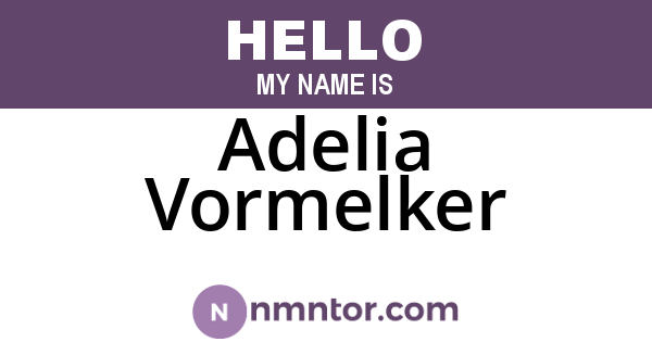 Adelia Vormelker
