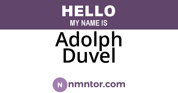 Adolph Duvel