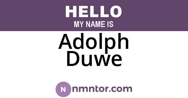 Adolph Duwe