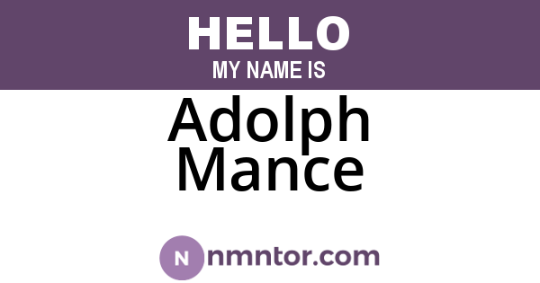Adolph Mance