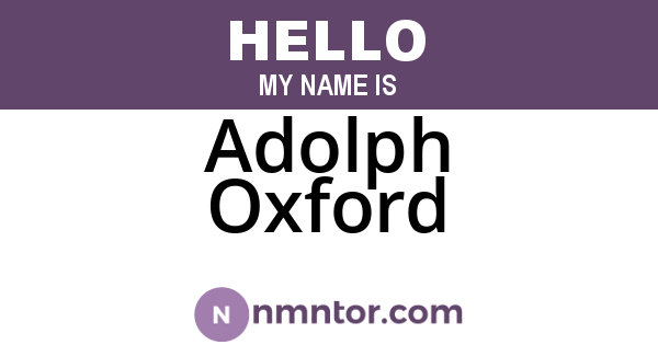 Adolph Oxford