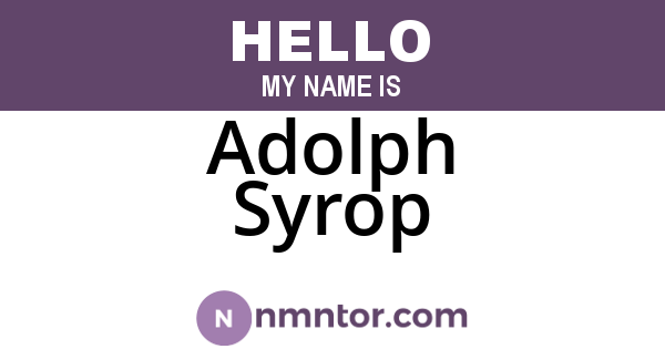 Adolph Syrop