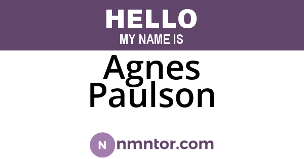 Agnes Paulson