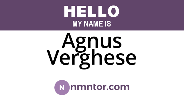 Agnus Verghese