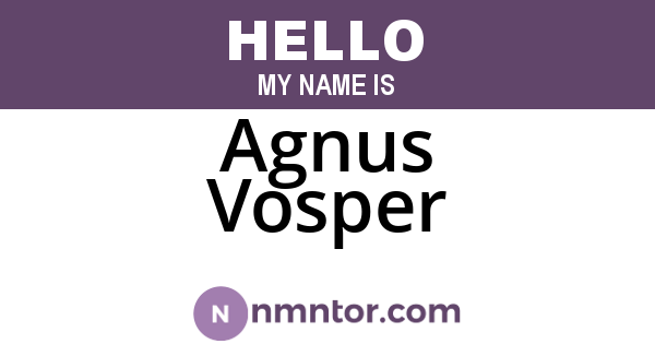 Agnus Vosper