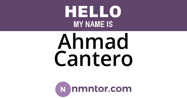 Ahmad Cantero