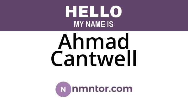 Ahmad Cantwell
