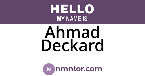 Ahmad Deckard