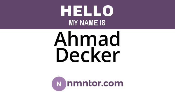 Ahmad Decker