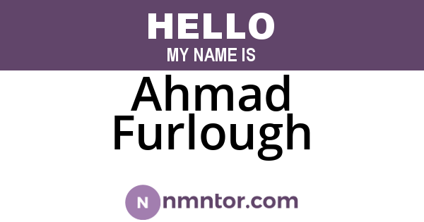 Ahmad Furlough