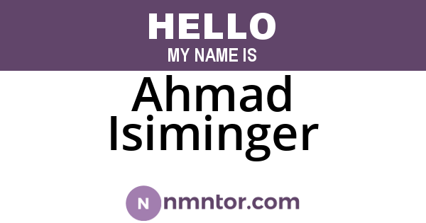 Ahmad Isiminger