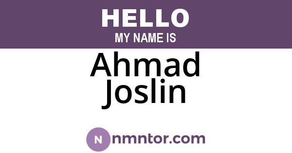 Ahmad Joslin