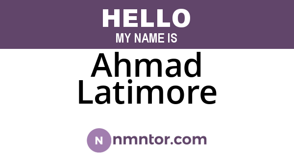Ahmad Latimore