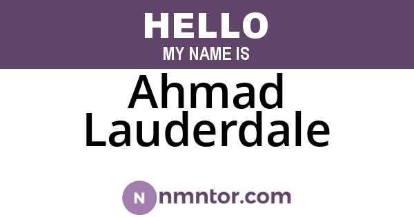 Ahmad Lauderdale