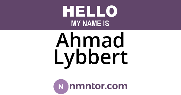 Ahmad Lybbert