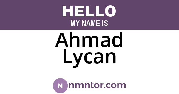 Ahmad Lycan
