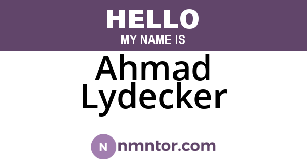 Ahmad Lydecker