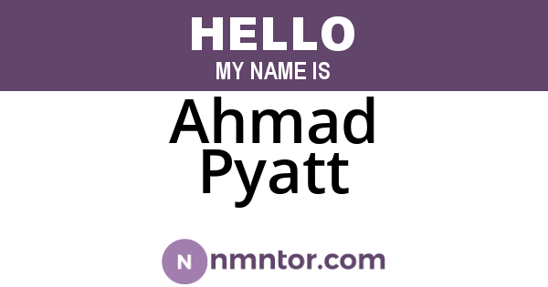 Ahmad Pyatt