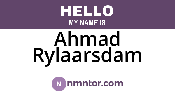 Ahmad Rylaarsdam