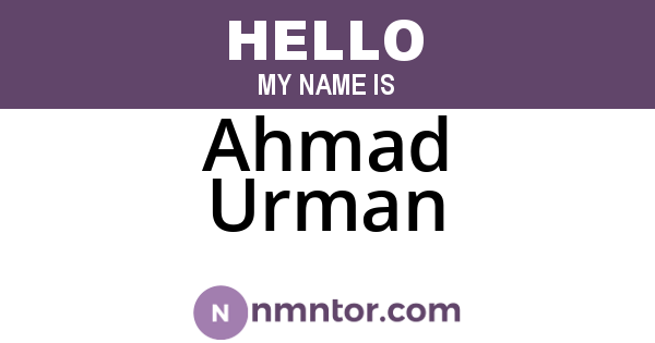 Ahmad Urman