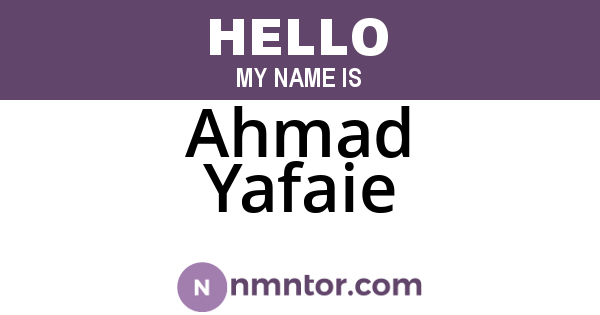 Ahmad Yafaie