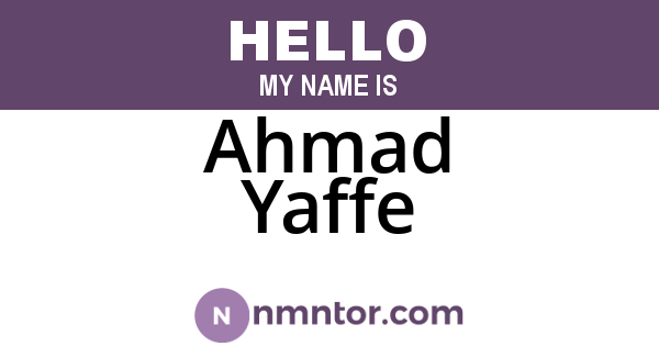 Ahmad Yaffe
