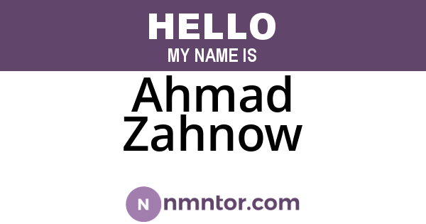 Ahmad Zahnow
