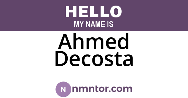 Ahmed Decosta
