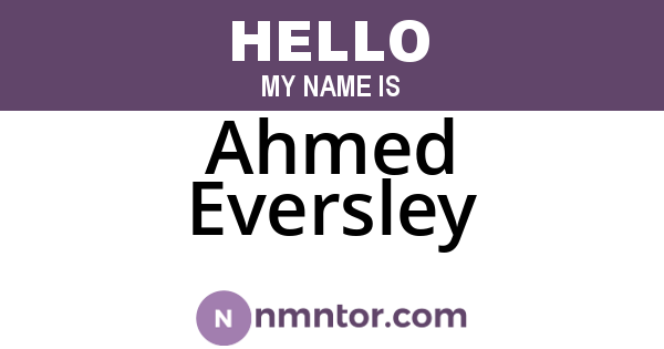 Ahmed Eversley