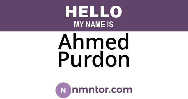 Ahmed Purdon