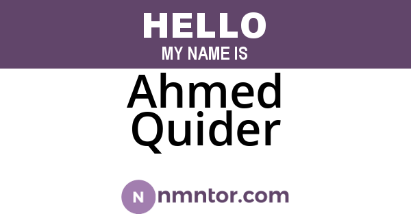 Ahmed Quider