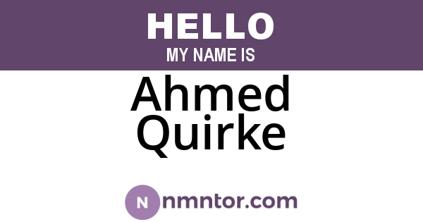 Ahmed Quirke