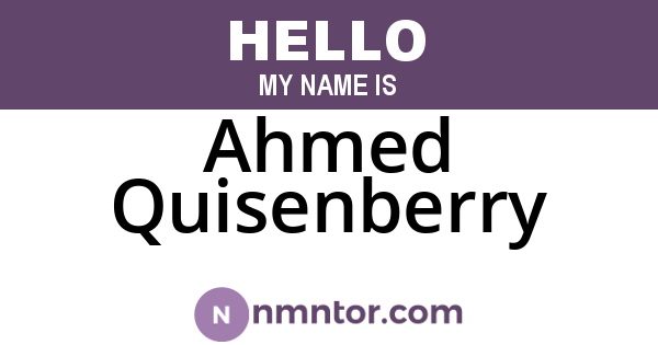 Ahmed Quisenberry