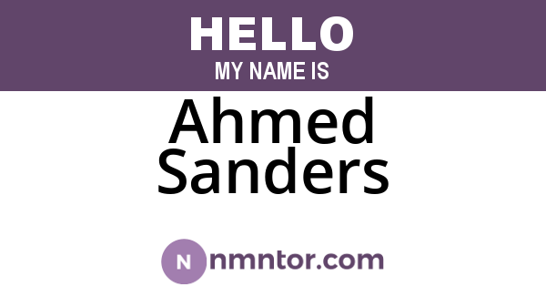 Ahmed Sanders