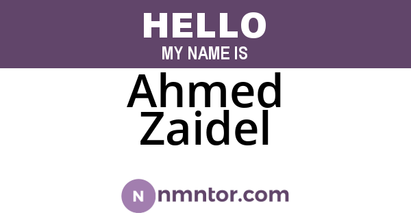 Ahmed Zaidel