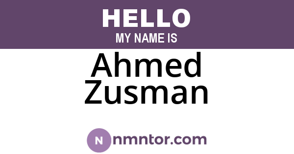 Ahmed Zusman