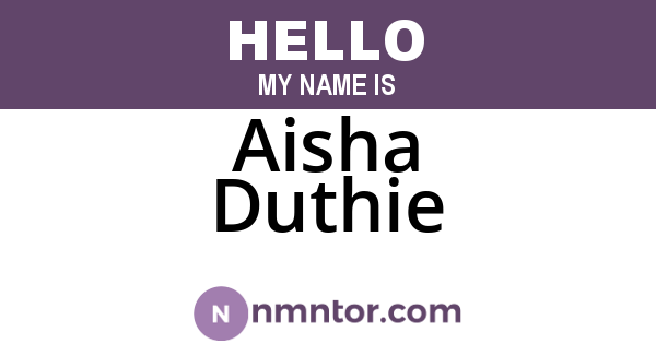 Aisha Duthie