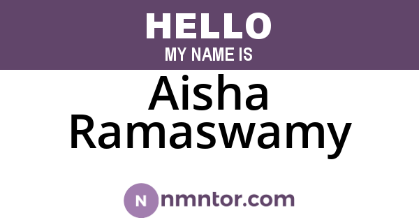 Aisha Ramaswamy
