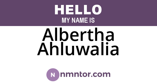 Albertha Ahluwalia