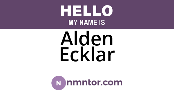 Alden Ecklar