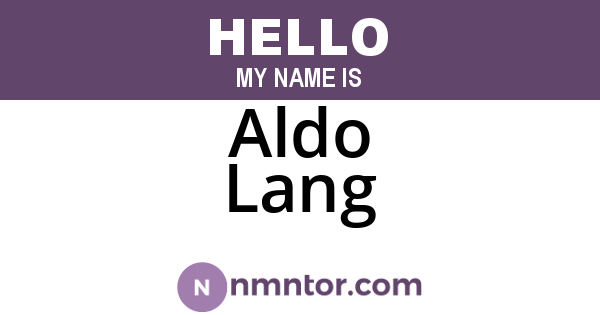 Aldo Lang