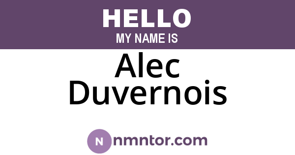 Alec Duvernois