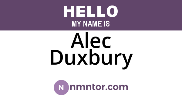 Alec Duxbury