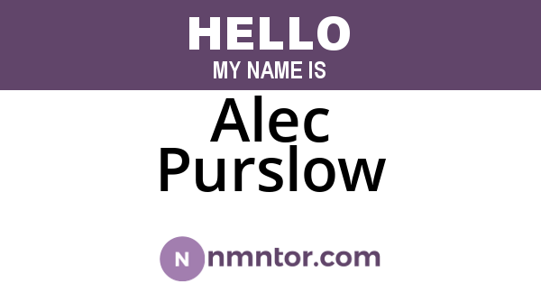 Alec Purslow