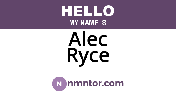 Alec Ryce