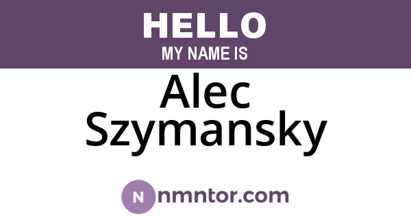 Alec Szymansky